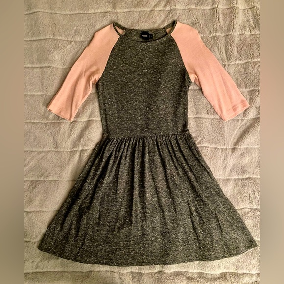 Pink/heather grey raglan skater dress - size 4 - Picture 1 of 1